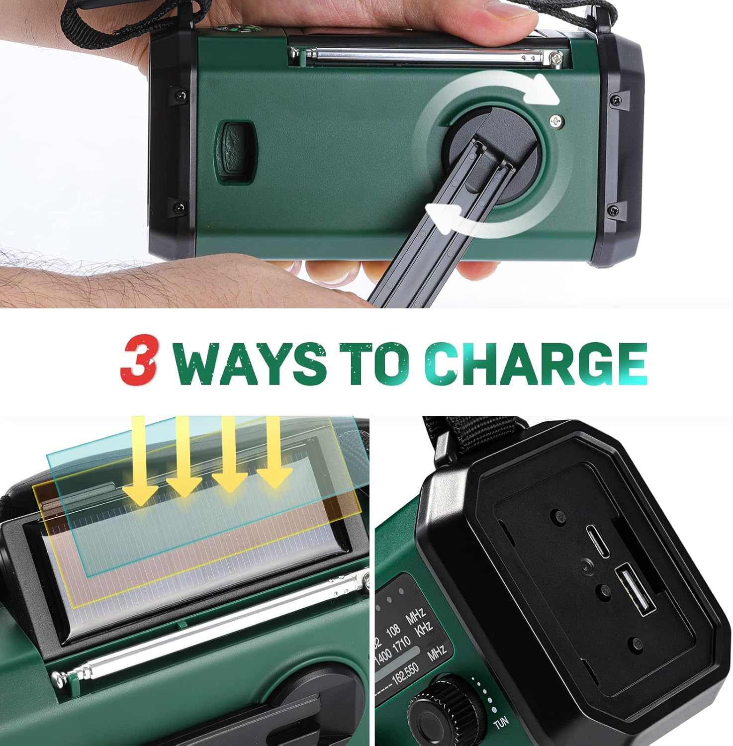 Thumbnail 4 de Aivica Emergency Hand Crank Radio 10000mAh