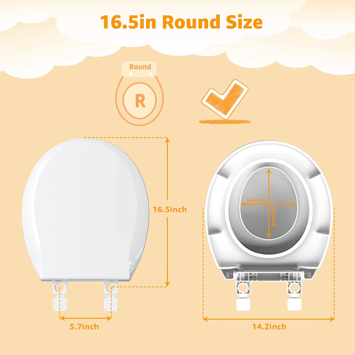 Detalle de Huttdmel HTW004 Round Toilet Seat with Removable Toddler Seat, Magnetic Hold, White