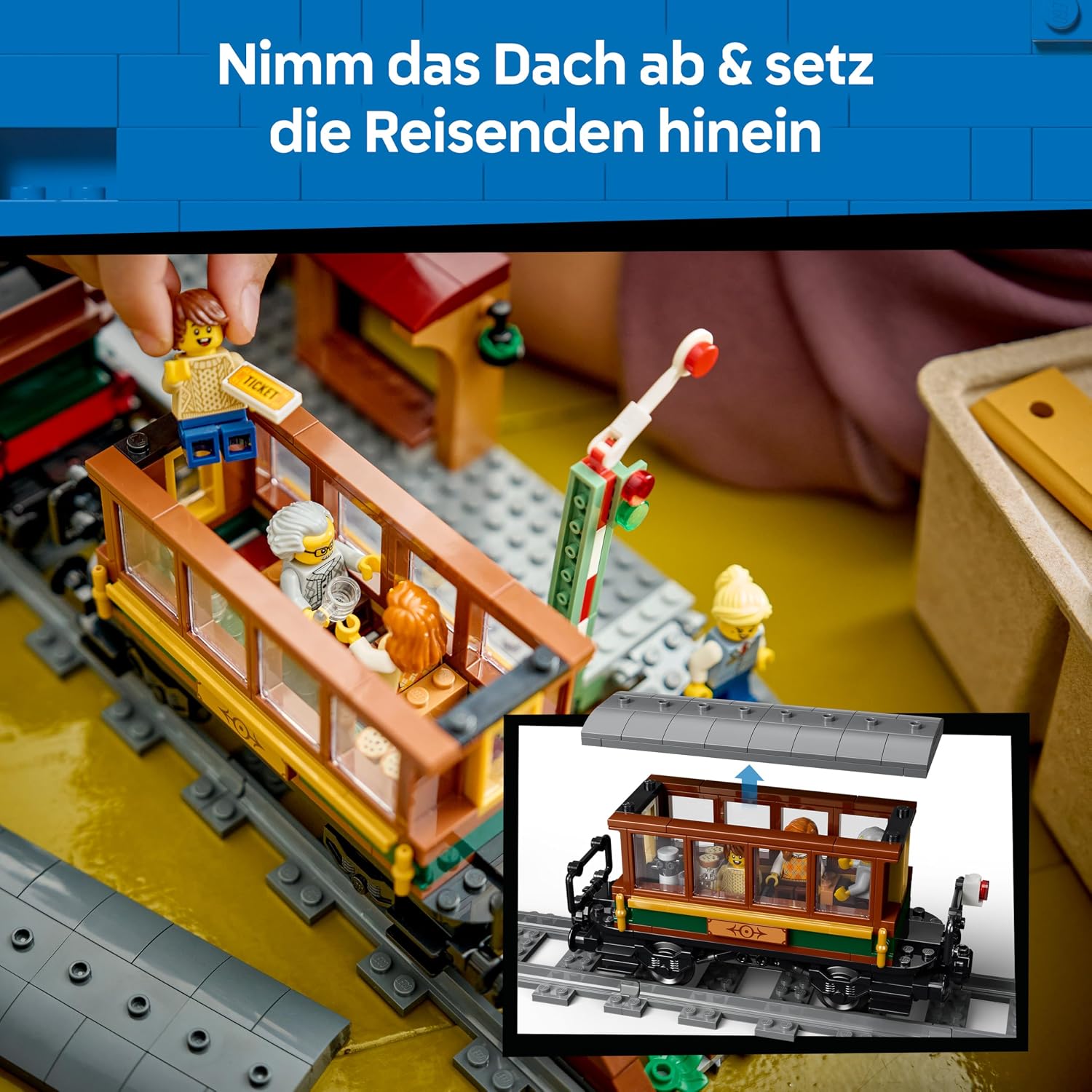 Detalle de LEGO City Klassischer Dampfzug Spielzeug 60511 – STEM-Modellbauset mit Bahnhof, Schienen, Führerstand Steuerung, Haltesignal und 5 Minifiguren