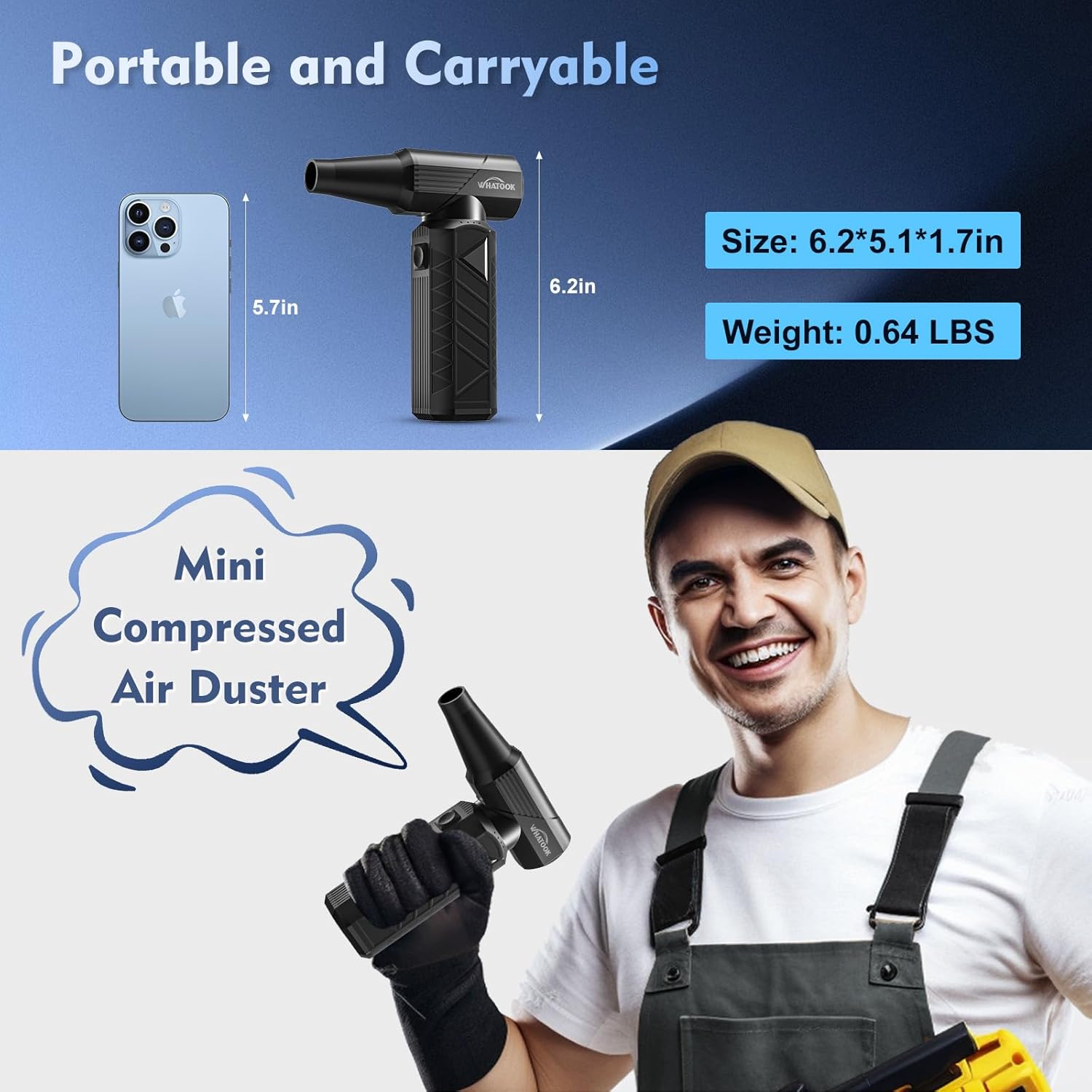 Thumbnail 3 de WHATOOK W02 Compressed Air Duster – cordless electric air blower with adjustable speeds and rechargeable battery