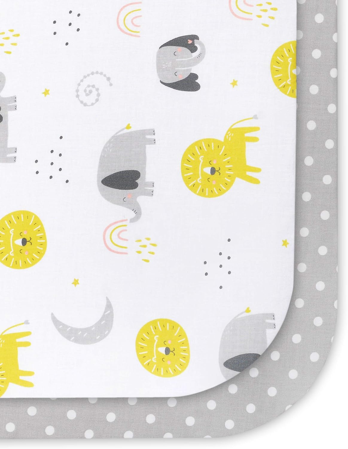 Detalle de FlyIdeas Set 2 lenzuola con angoli per culla 90x50 cm in cotone traspirante