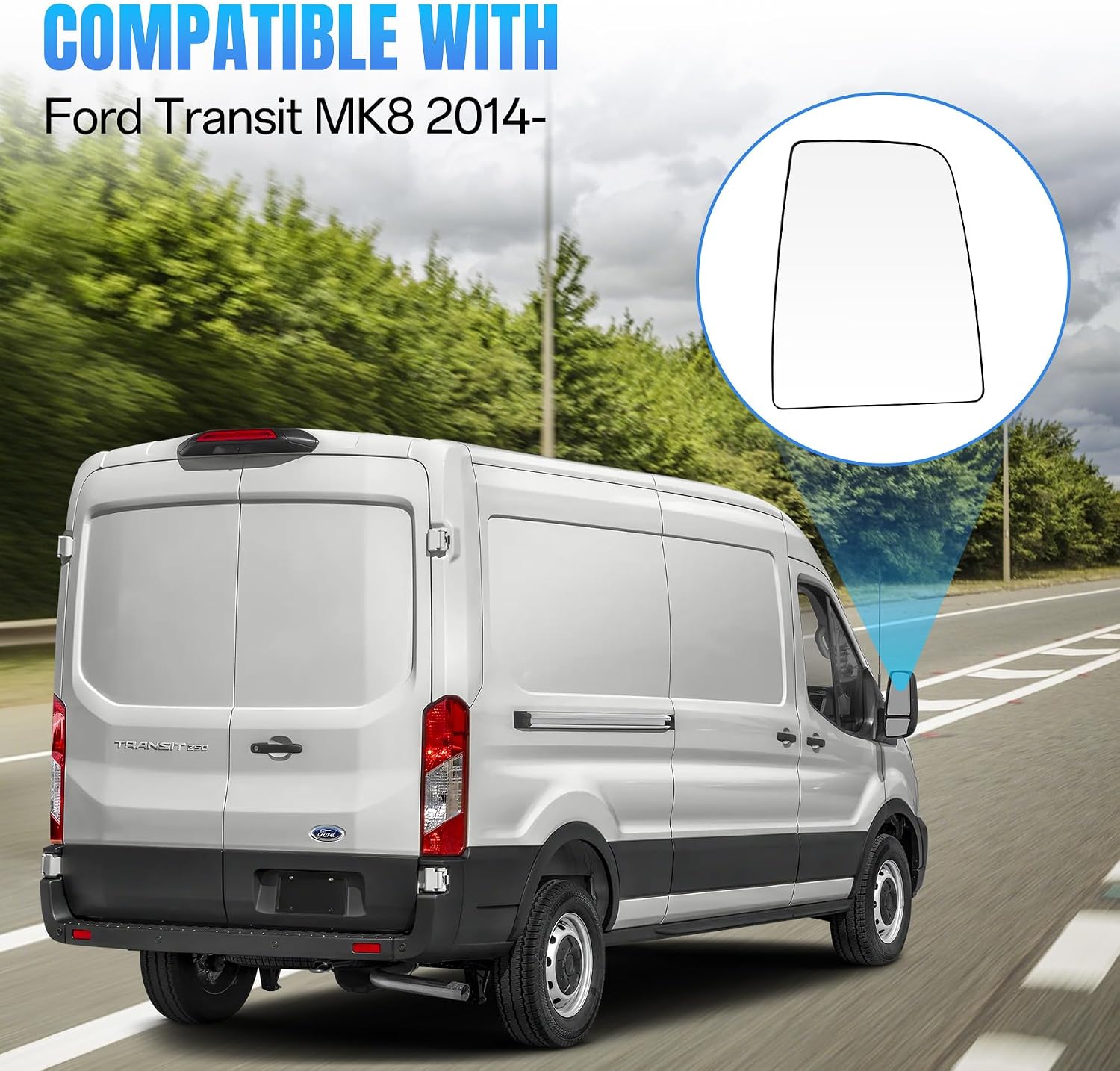 Thumbnail 4 de Convitex Heated Driver Side Wing Mirror Glass for Ford Transit MK8 (2014 Onwards) – Right Upper Convex Glass with Backing Plate
