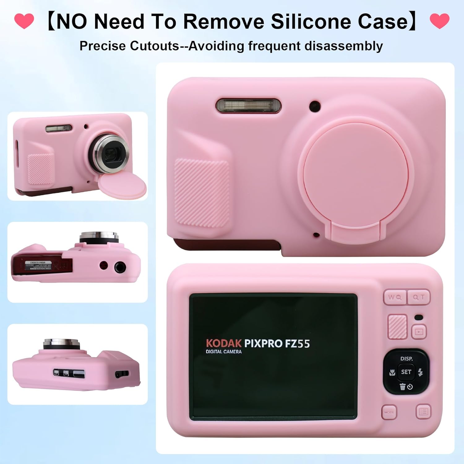 Thumbnail 3 de Elonbo Silicone Case for Kodak PIXPRO FZ55 — Soft, Protective Snap-On Cover (Pink)
