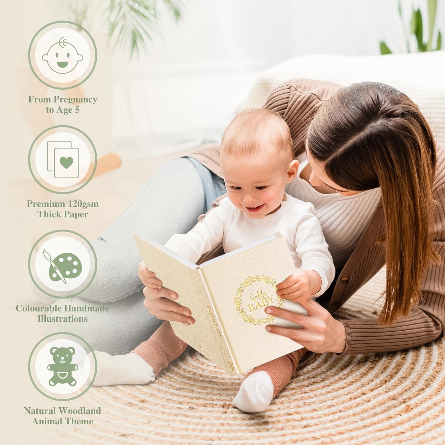 Thumbnail 5 de Lanpn Memory Book for Boy & Girl - Linen Cover First 5 Years Baby Journal