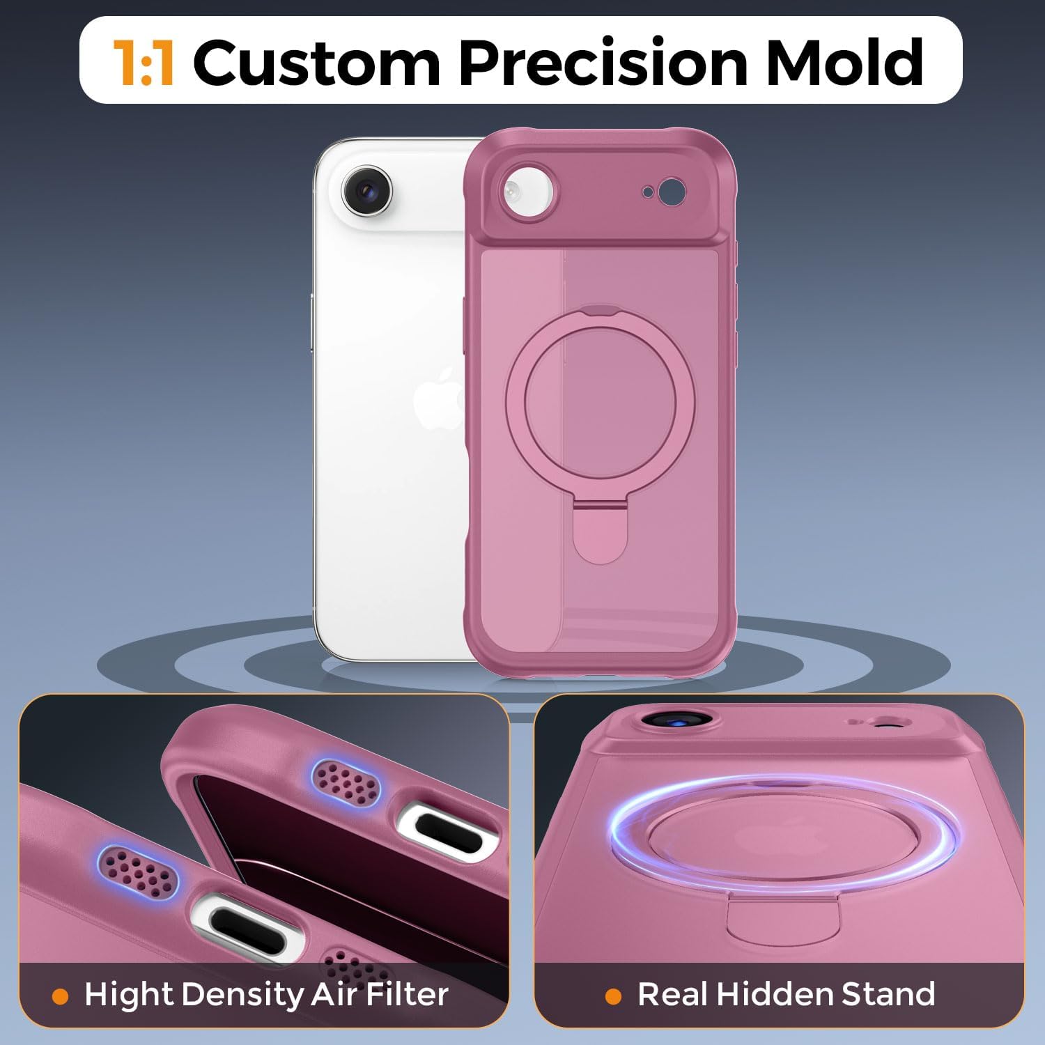 Thumbnail 6 de MOCCA Design for iPhone 17 Pro Case with MagSafe, Invisible Magnetic Ring Stand & Military Drop Protection (Lavender Purple)