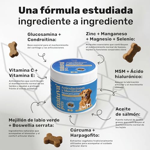Thumbnail 2 de Condroprotector para Perros de Natuva Pets: Glucosamina, Condroitina, MSM y Ácido Hialurónico en 120 Masticables