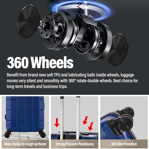 Detalle de ATX Luggage Medium Suitcase 65L with 360° Dual Spinner Wheels – Midnight Blue