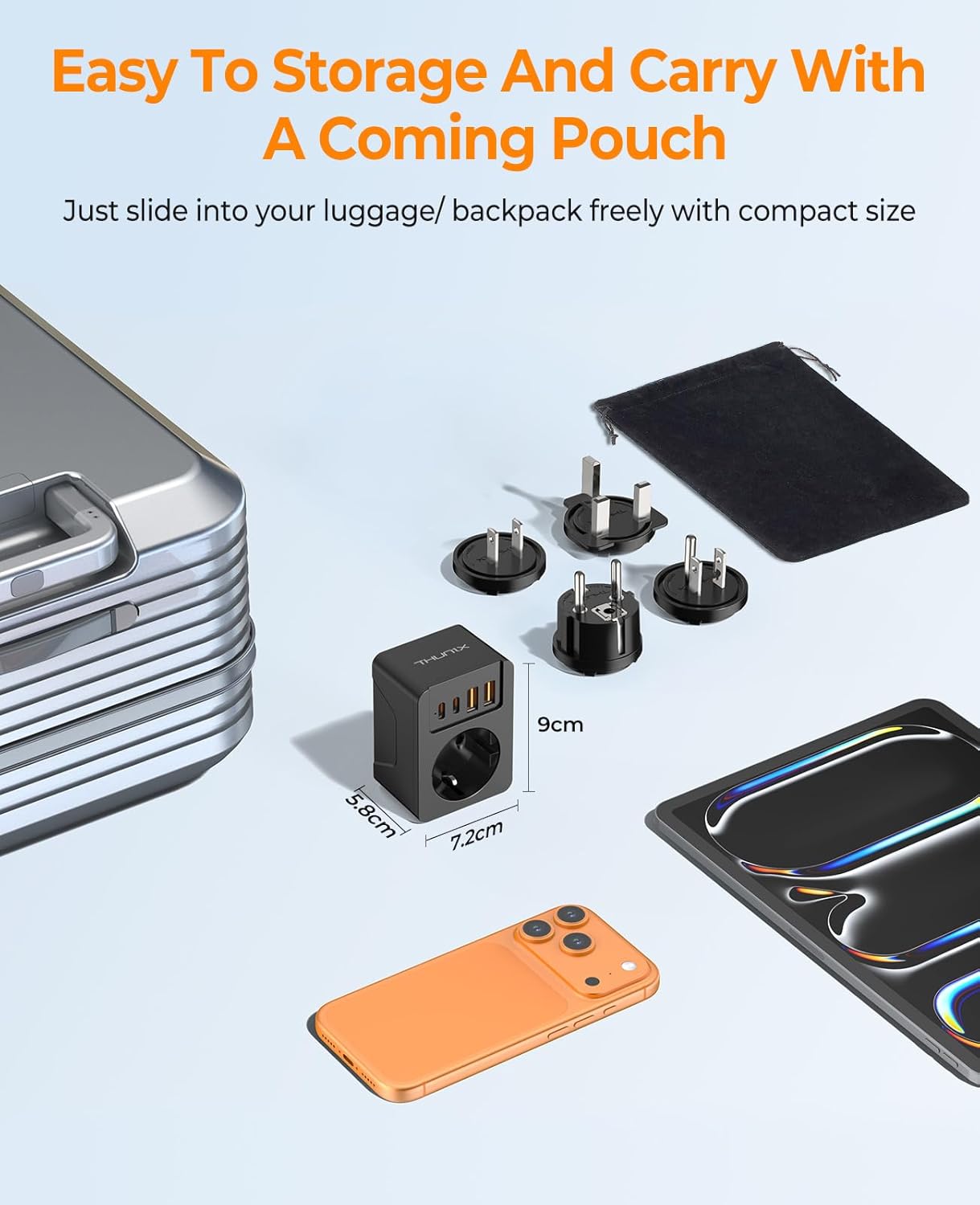 Thumbnail 4 de Adaptateur prise universelle France vers USA/UK/Japon/EU avec 4 fiches détachables, 2 USB et 2 USB-C (PD 20W)