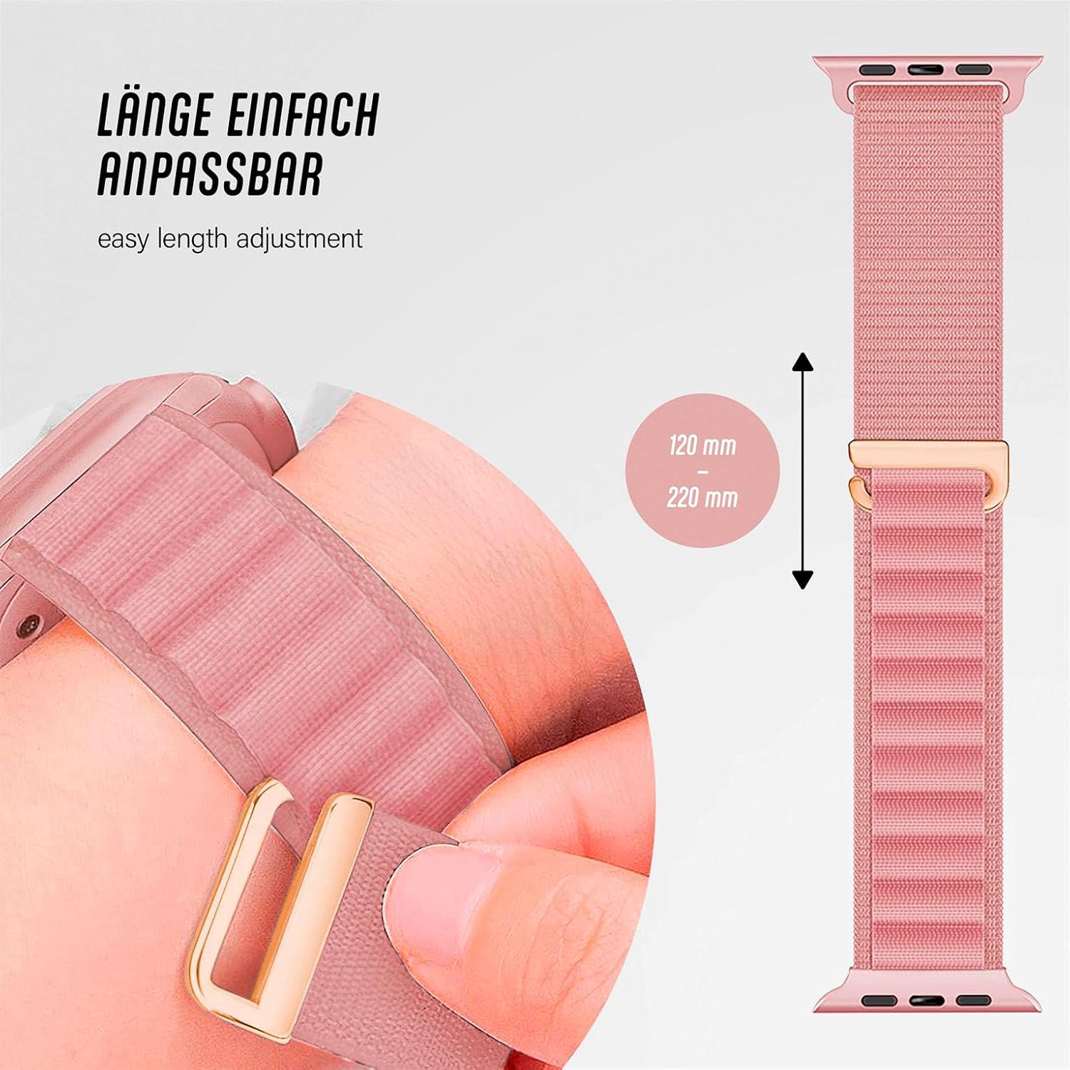 Detalle de ONEFLOW Active Loop: cinturino in Nylon per Apple Watch 9 (41 mm) — comfort, traspirabilità e resistenza