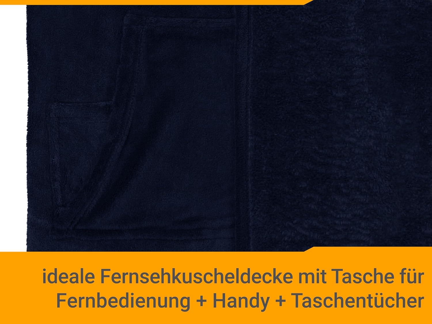 Detalle de Coperta originale npluseins Coral Fleece 1448.2043 – blu navy con maniche e marsupio, 90x150 cm per bambino