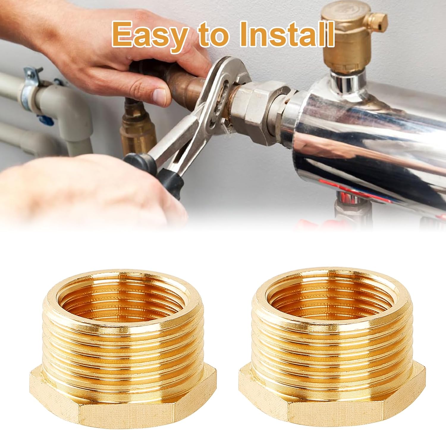 Detalle de 4 Stück Messing Reduzierung 3/4" auf 1/2" – Gewindefitting mit Innen- und Außengewinde