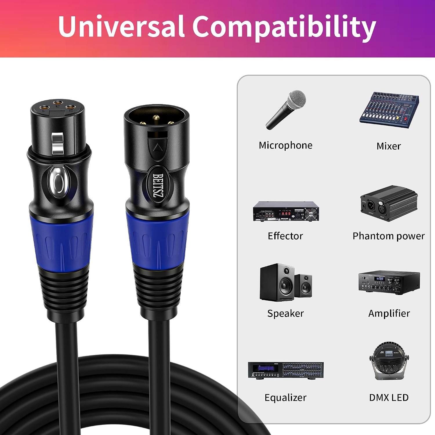 Detalle 2 de BEITSZ 1M XLR cables, 4 pack