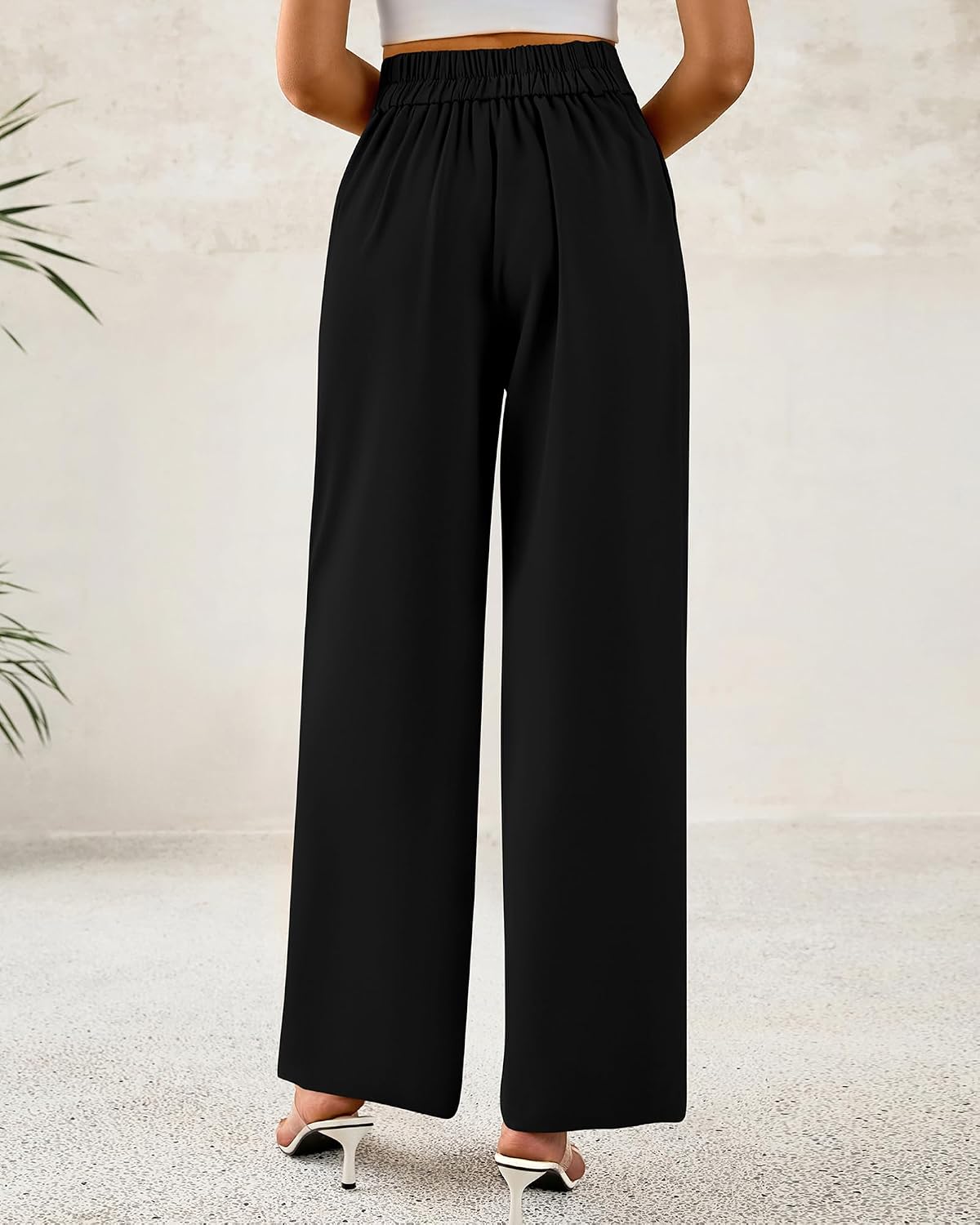 Detalle de BTFBM BT573 Wide-Leg Trousers, High-Waisted with Side Pockets and Pleats