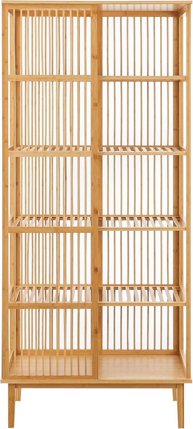 Detalle de Scaffale da terra in bambù naturae con 5 scomparti semiaperti - En.casa