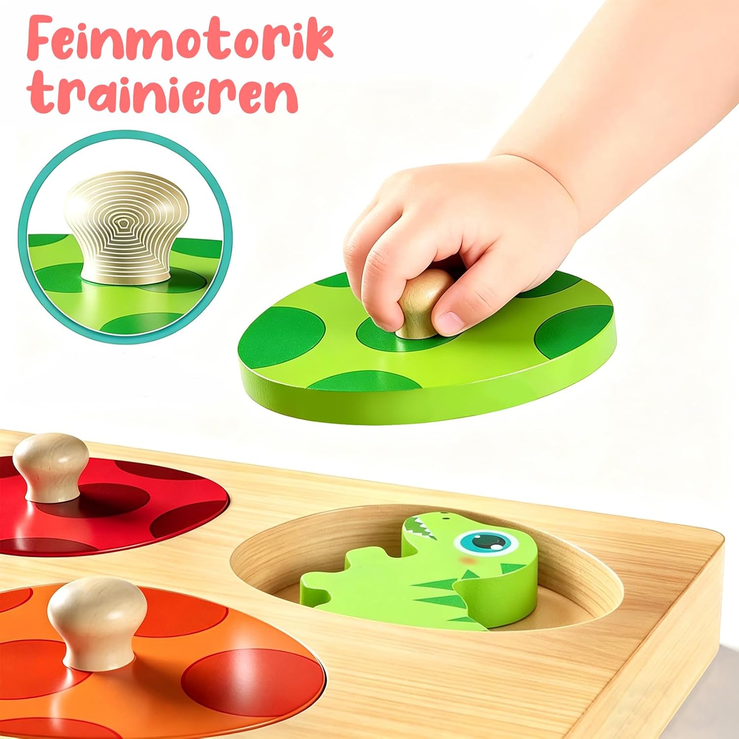 Detalle de Holzpuzzle Dino Eier für 12-36 Monate 🧩