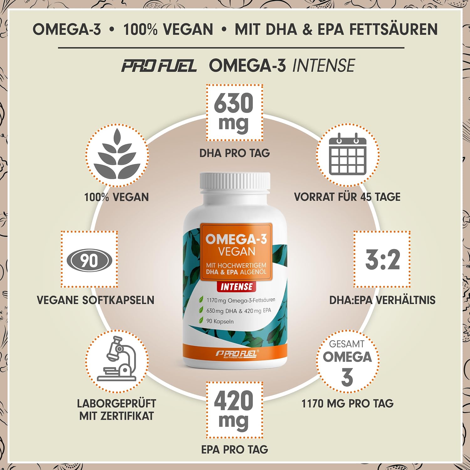 Detalle 2 de Omega-3 Vegan INTENSE 90 Kapseln mit 2.000 mg