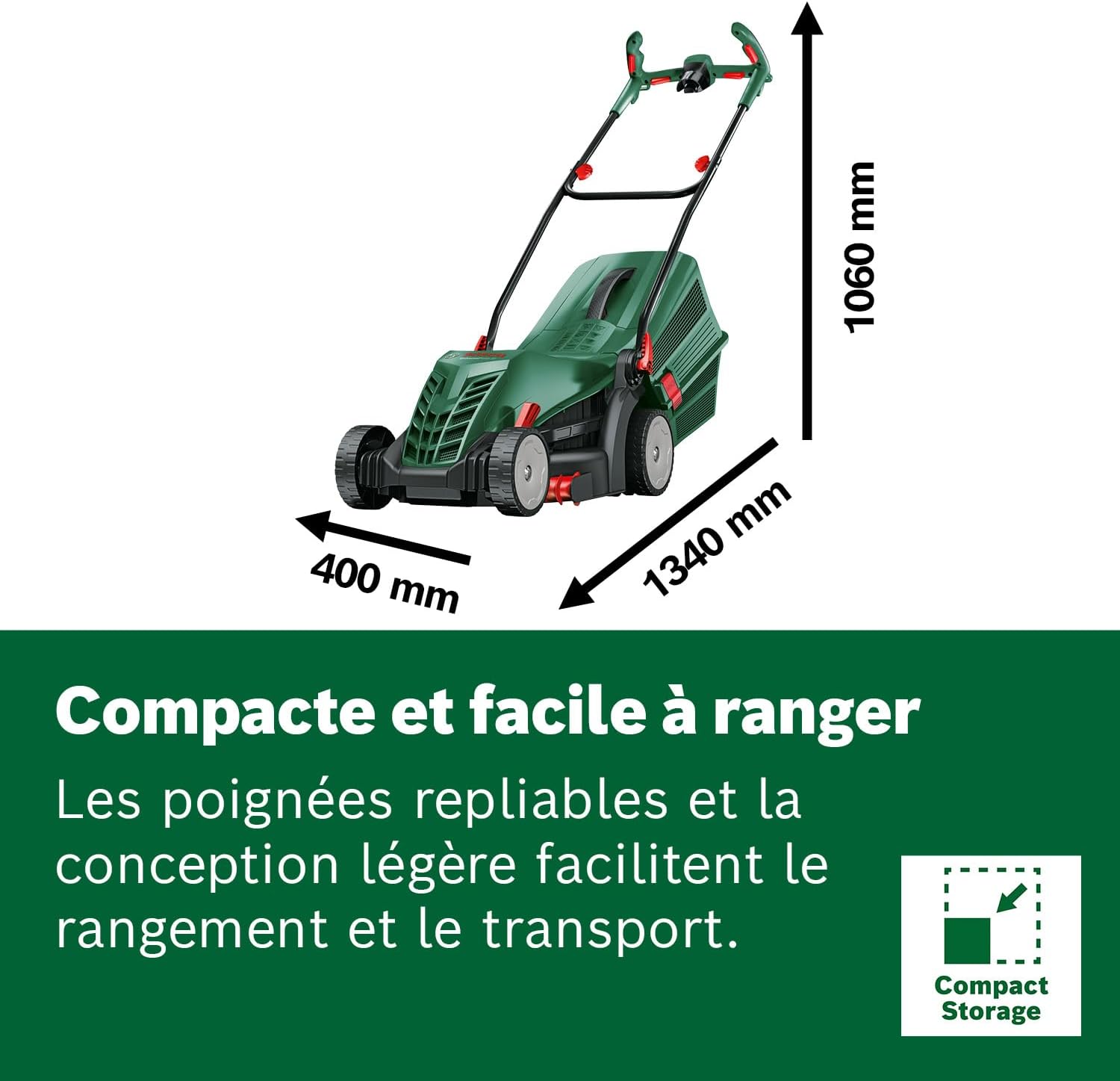 Thumbnail 4 de Bosch UniversalRotak 37-555 : tondeuse à gazon filaire 1 400 W, 37 cm, bac 40 L