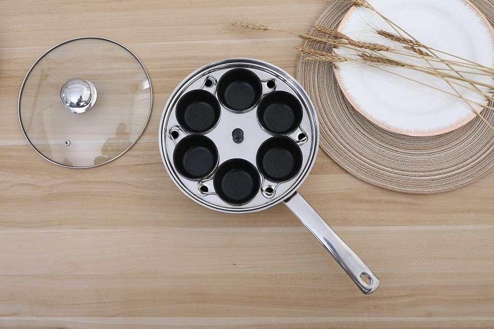 Detalle de RUNZI Egg Poacher Pan – Stainless Steel Poached Egg Cooker with 6 Nonstick Silicone Cups for Induction