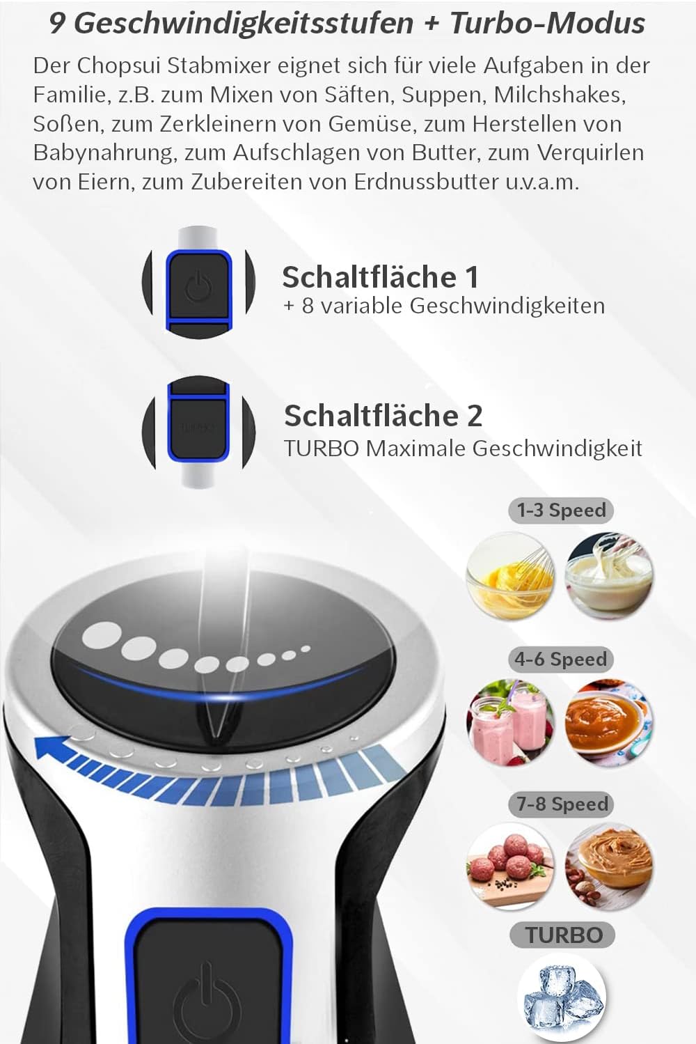 Thumbnail 5 de Lehmann Stabmixer Set Chopsui 1200 W – Vielseitiger Pürierstab mit Turbofunktion inkl. 9-teiligem Zubehör