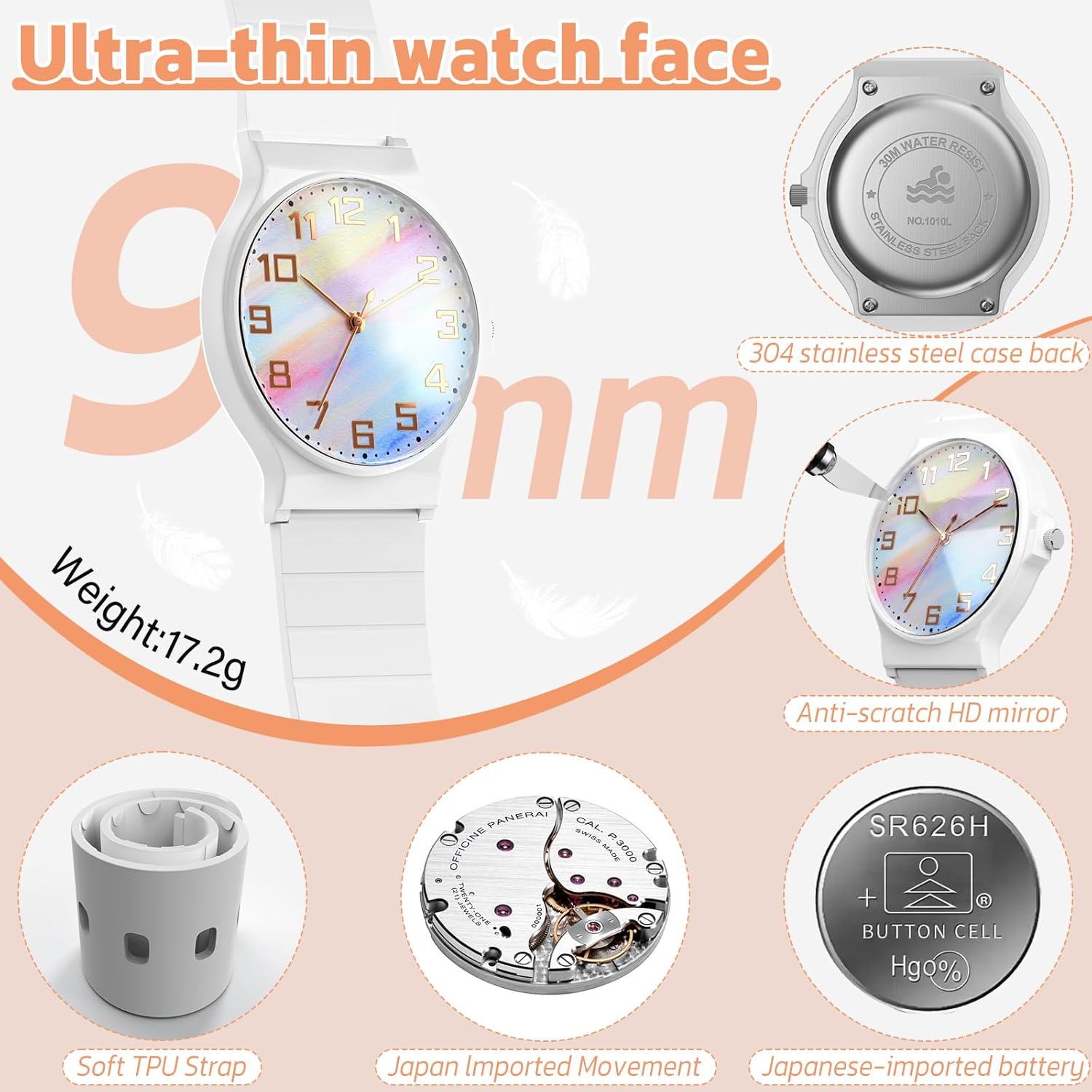 Thumbnail 1 de GUUMUXIN Montre pour Enfant Garçon et Fille — Montre analogique quartz avec bracelet en TPU, étanche 30 m