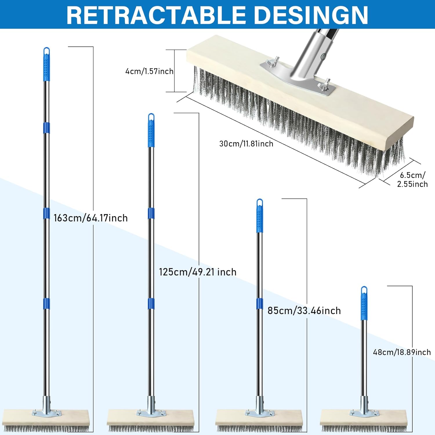 Thumbnail 1 de EzKamfort Ezkamfort Wire Broom with 163cm Adjustable Handle – stainless steel bristle patio scrubber