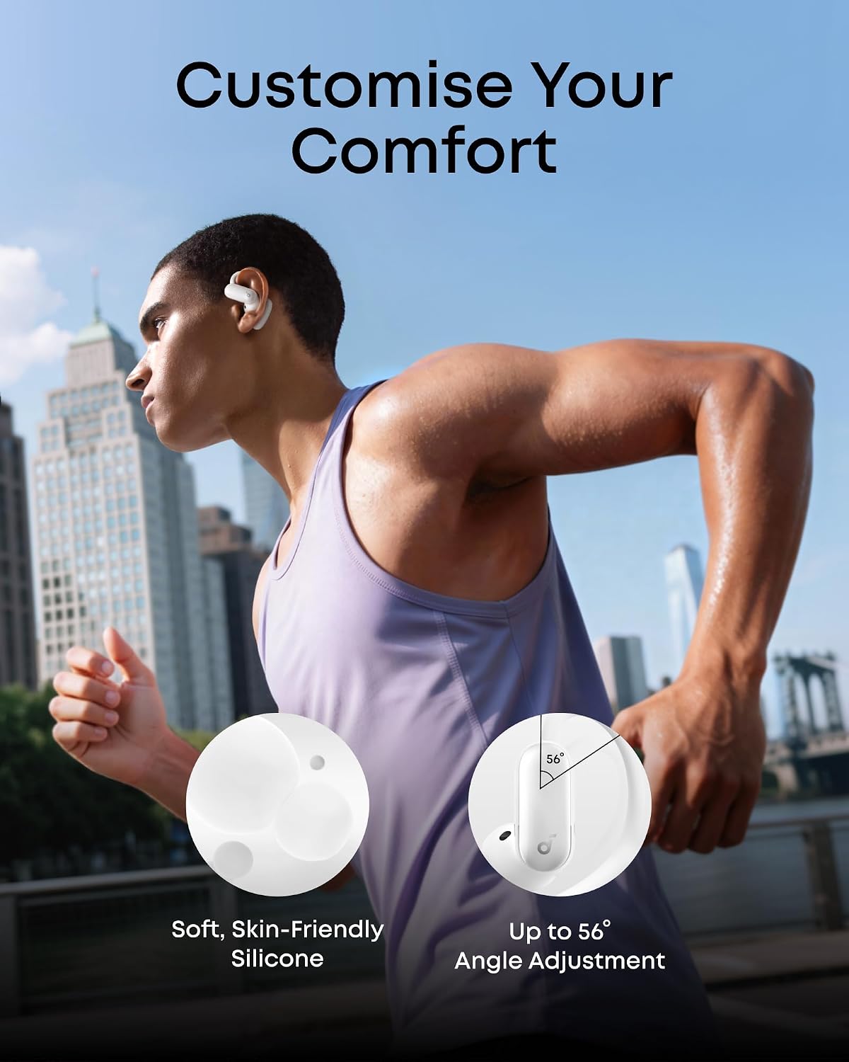 Detalle de soundcore AeroFit 2 Pro by Anker: 2-in-1 Hybrid Earbuds with Awareness and Focus Modes