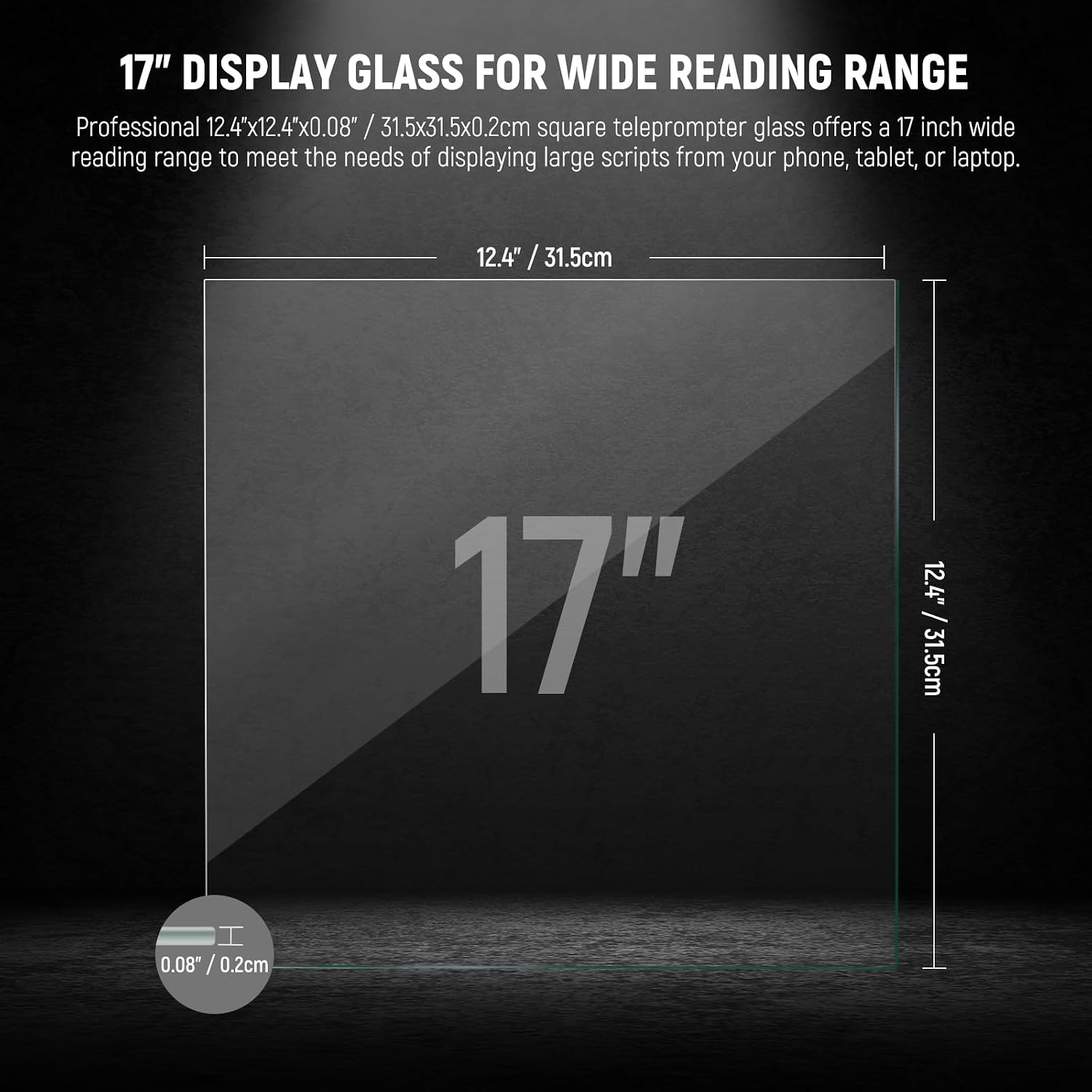 Detalle de NEEWER NA17 répartiteur de faisceau pour téléprompteur DIY (verre de remplacement 17 pouces)