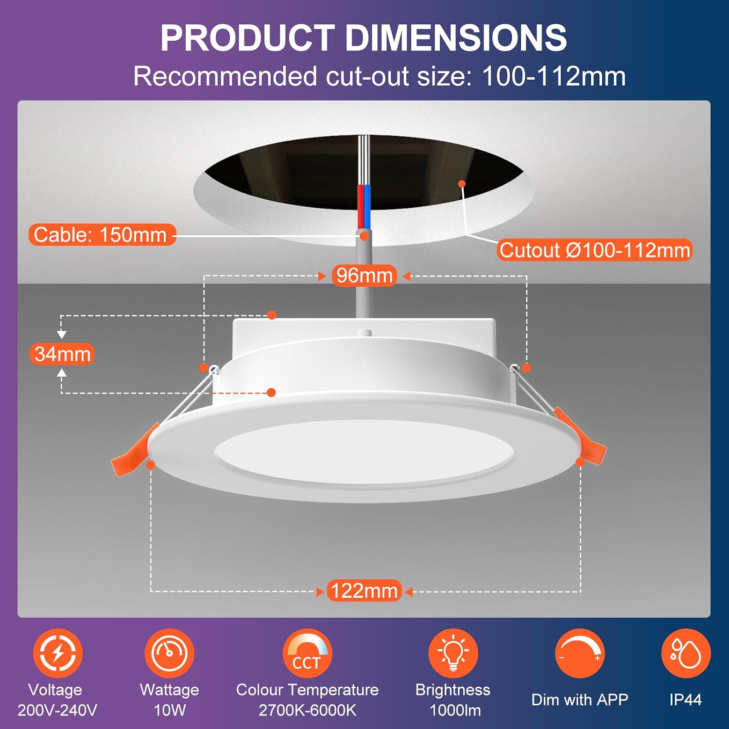 Detalle 1 de DUSKTEC RGB Downlights 10W Alexa spotlights