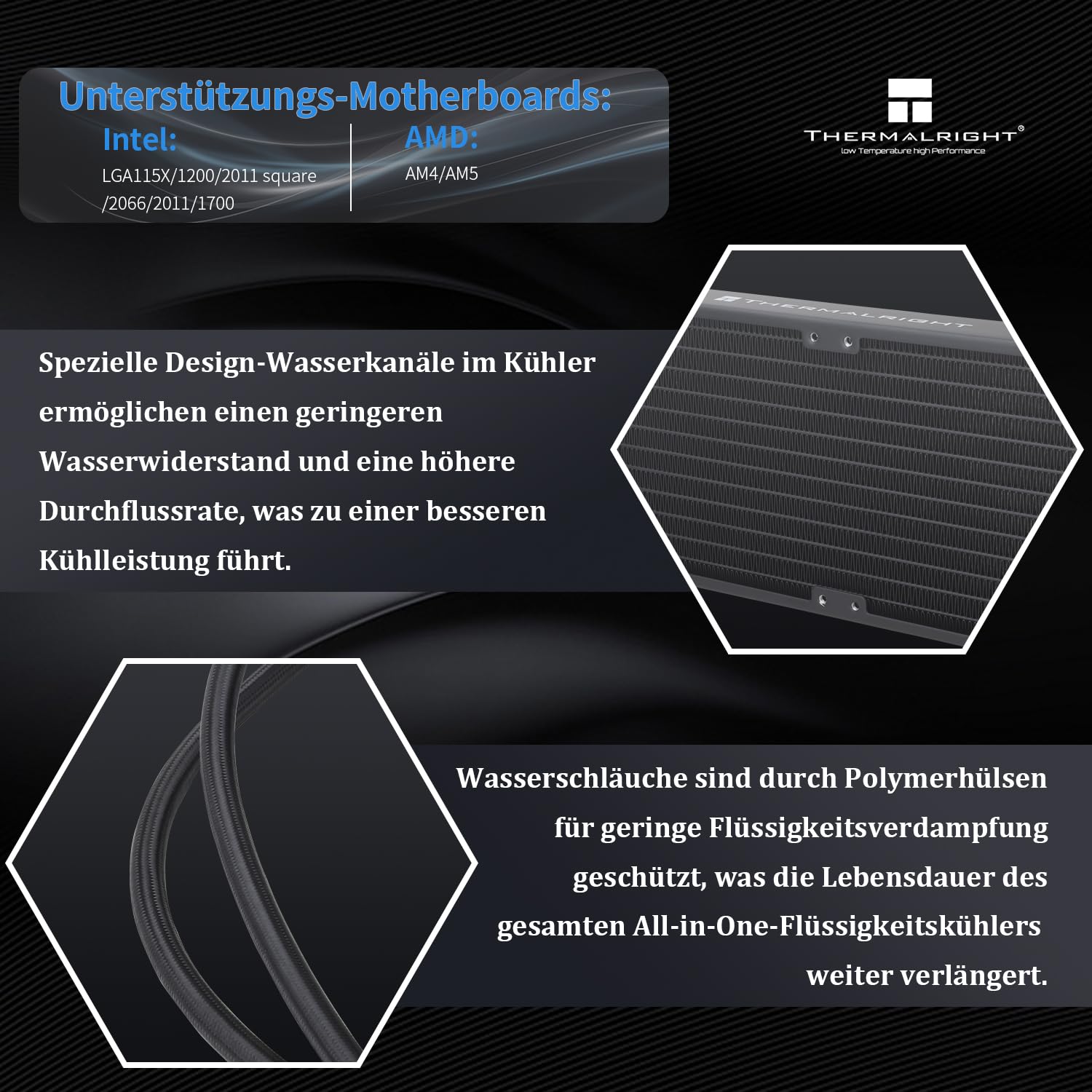 Thumbnail 2 de Thermalright Frozen Edge 360 Black – Refrigeratore liquido CPU 360mm con ventole PWM da 120 mm