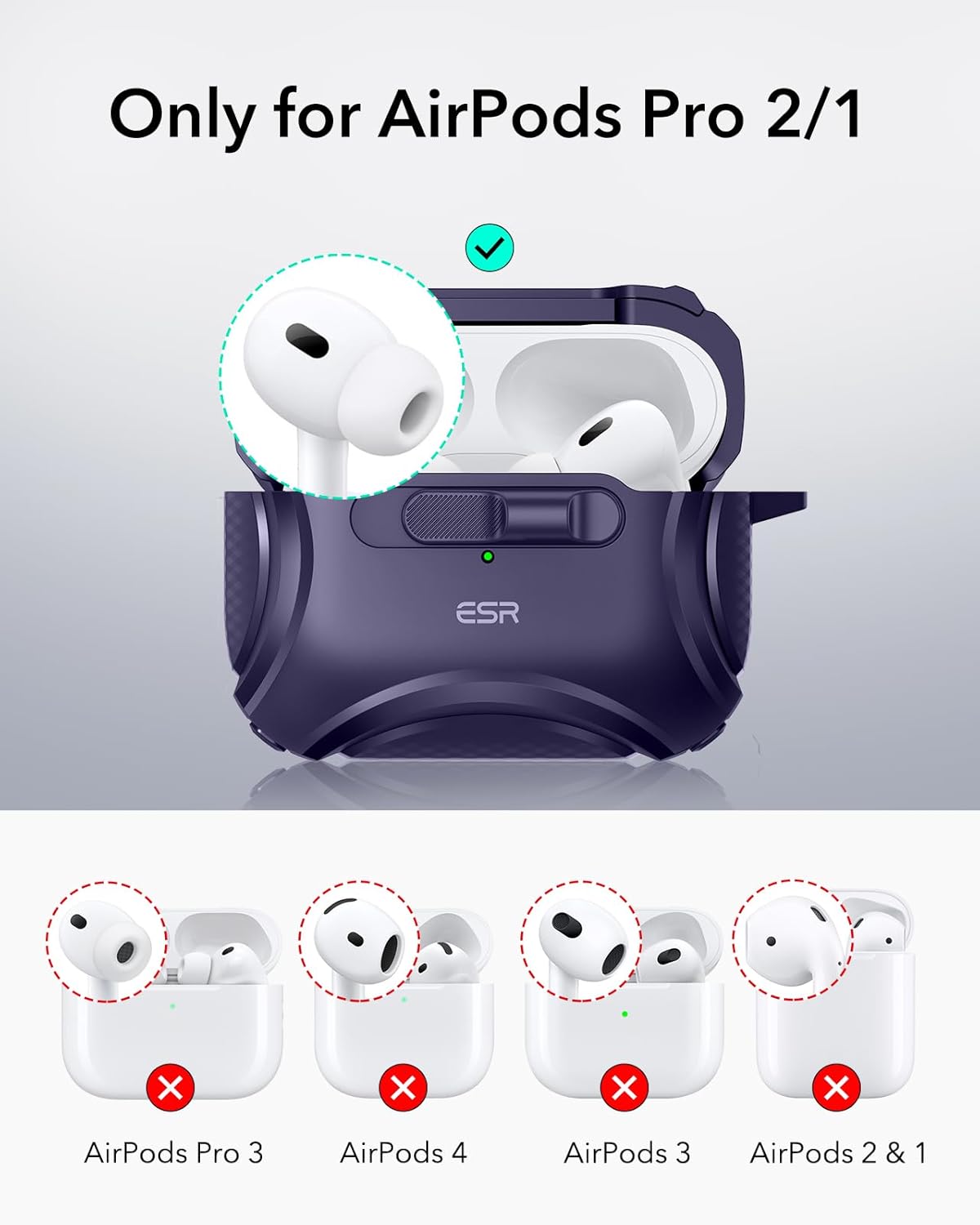Detalle 2 de ESR AirPods Pro 2 Case MagSafe, Drop-Proof