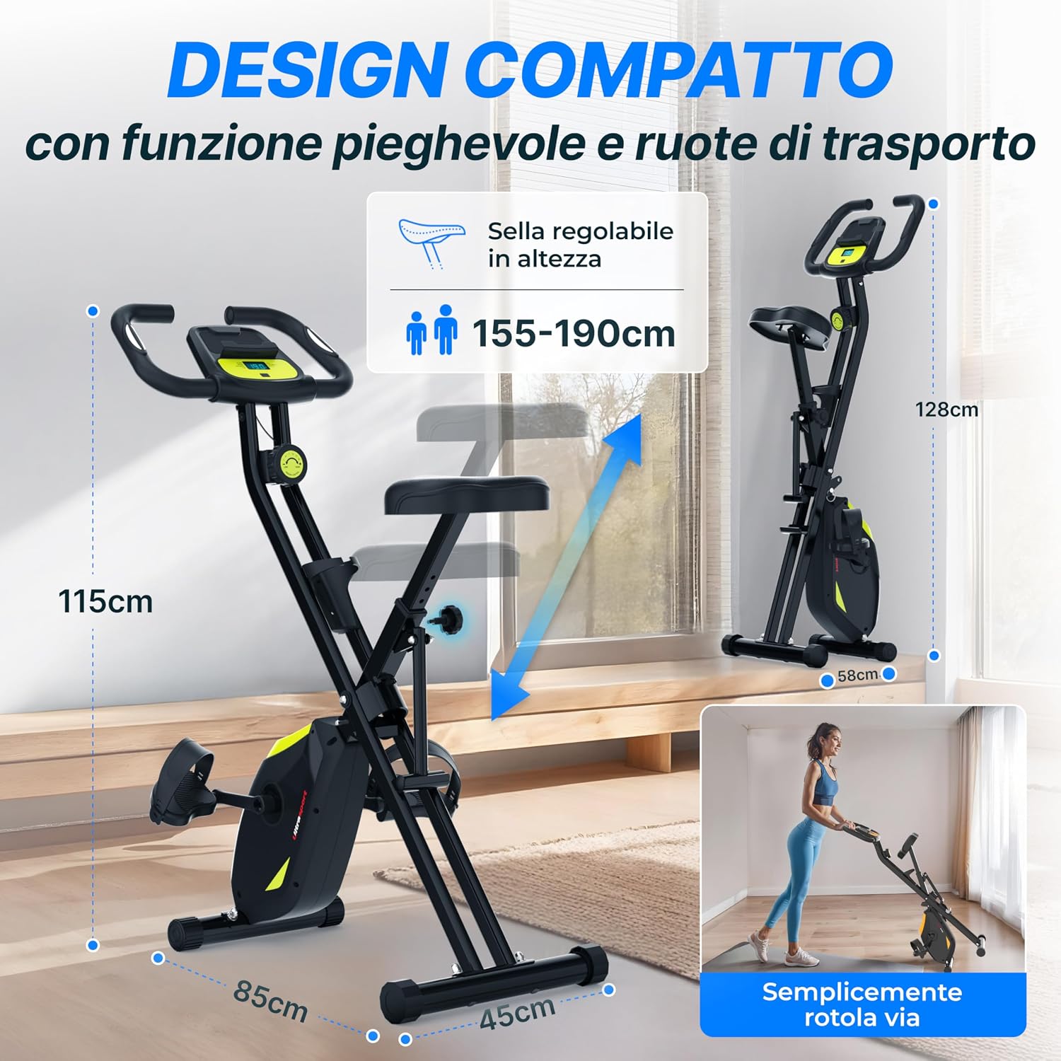 Detalle 1 de Ultrasport F-Bike Pro cyclette 16 livelli