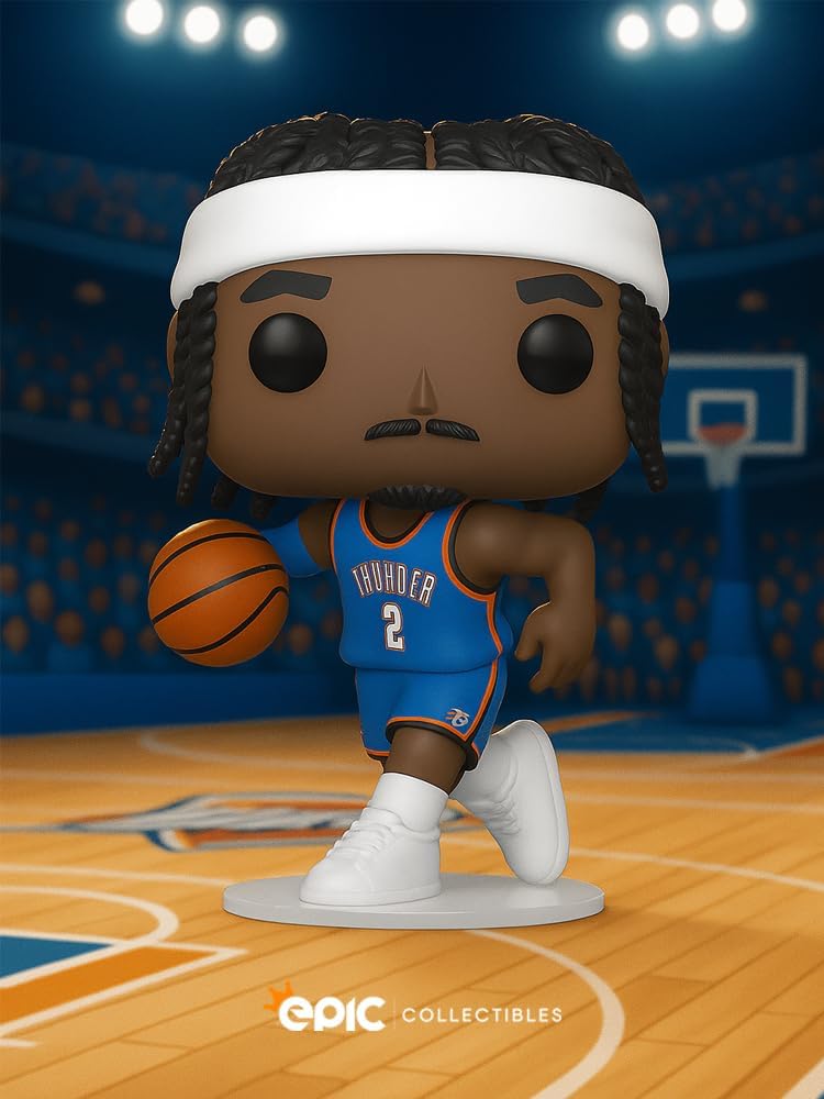 Detalle de Epic Collectibles Shai Gilgeous Alexander ビニールフィギュア 青い代替ユニフォーム・プロテクター付き