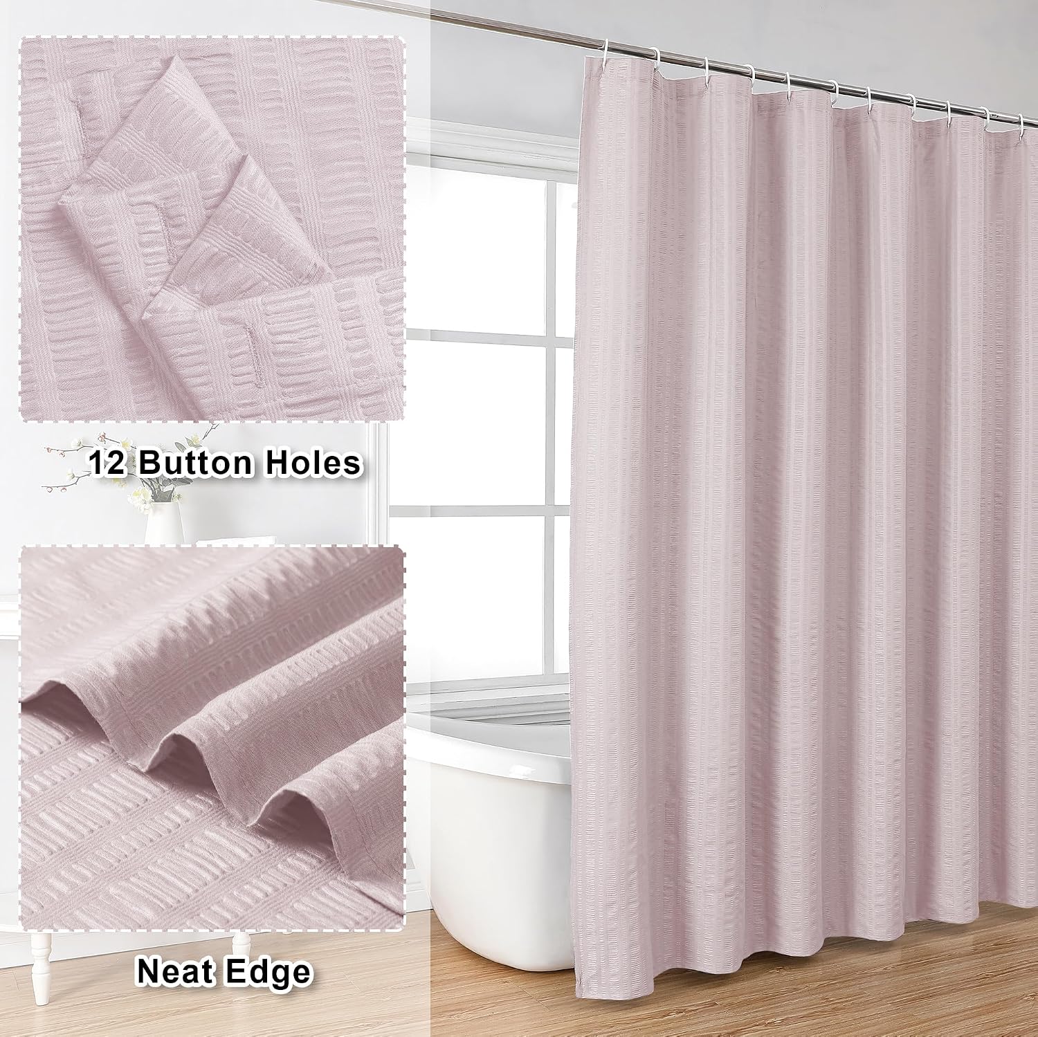 Detalle 2 de Aiyufeng Pink Shower Curtain, 72 x 78 Inches
