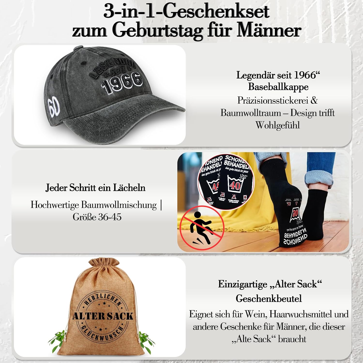 Detalle 2 de TUZELIYA 3‑in‑1 Geschenkset für 50. Geburtstag