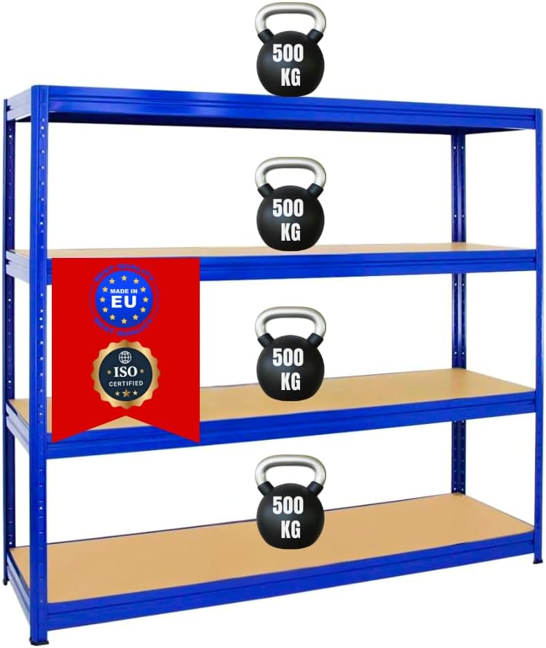 Detalle de PROREGAL Étagère Charge Lourde Dino 180x200x60 cm – Rayonnage robuste en acier et MDF, 500 kg par niveau