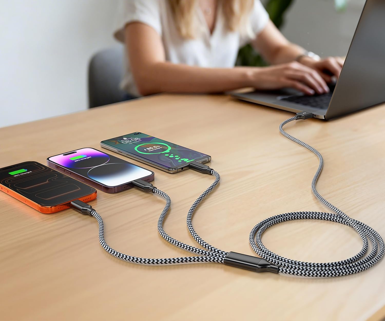Thumbnail 4 de IDISON 3-in-1 Multi Charging Cable (4ft, 2-Pack) – Nylon Braided, MFi-Certified USB-C/Lightning/USB