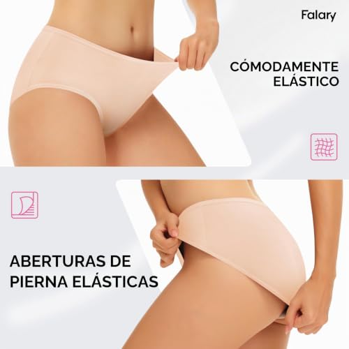 Detalle 2 de FALARY Bragas Mujer Suave: cintura media, transpirables y sin etiquetas