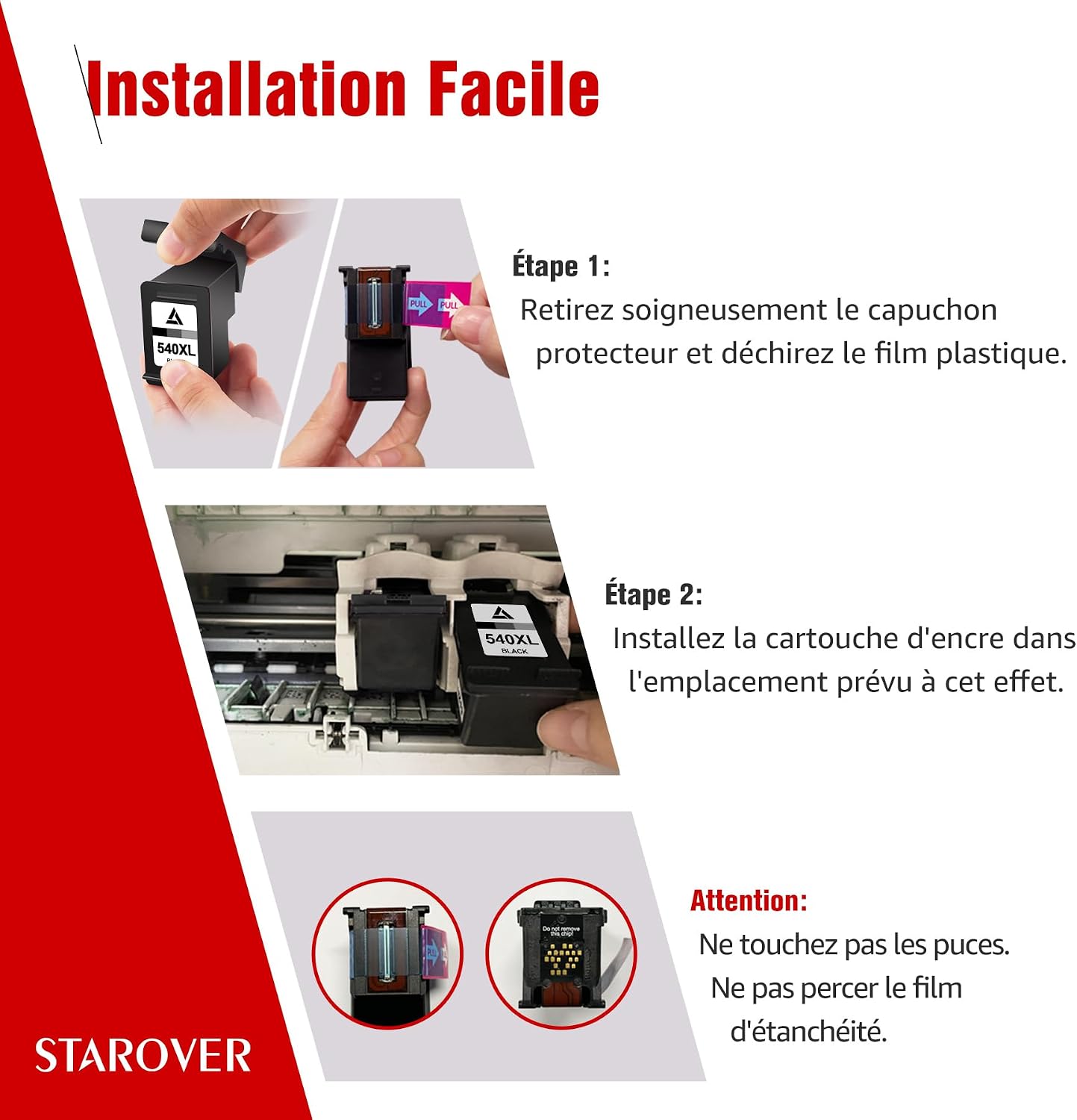 Thumbnail 6 de Cartouches d'encre PG-540XL Noir STAROVER compatibles Canon – lot de 2 (540XL)