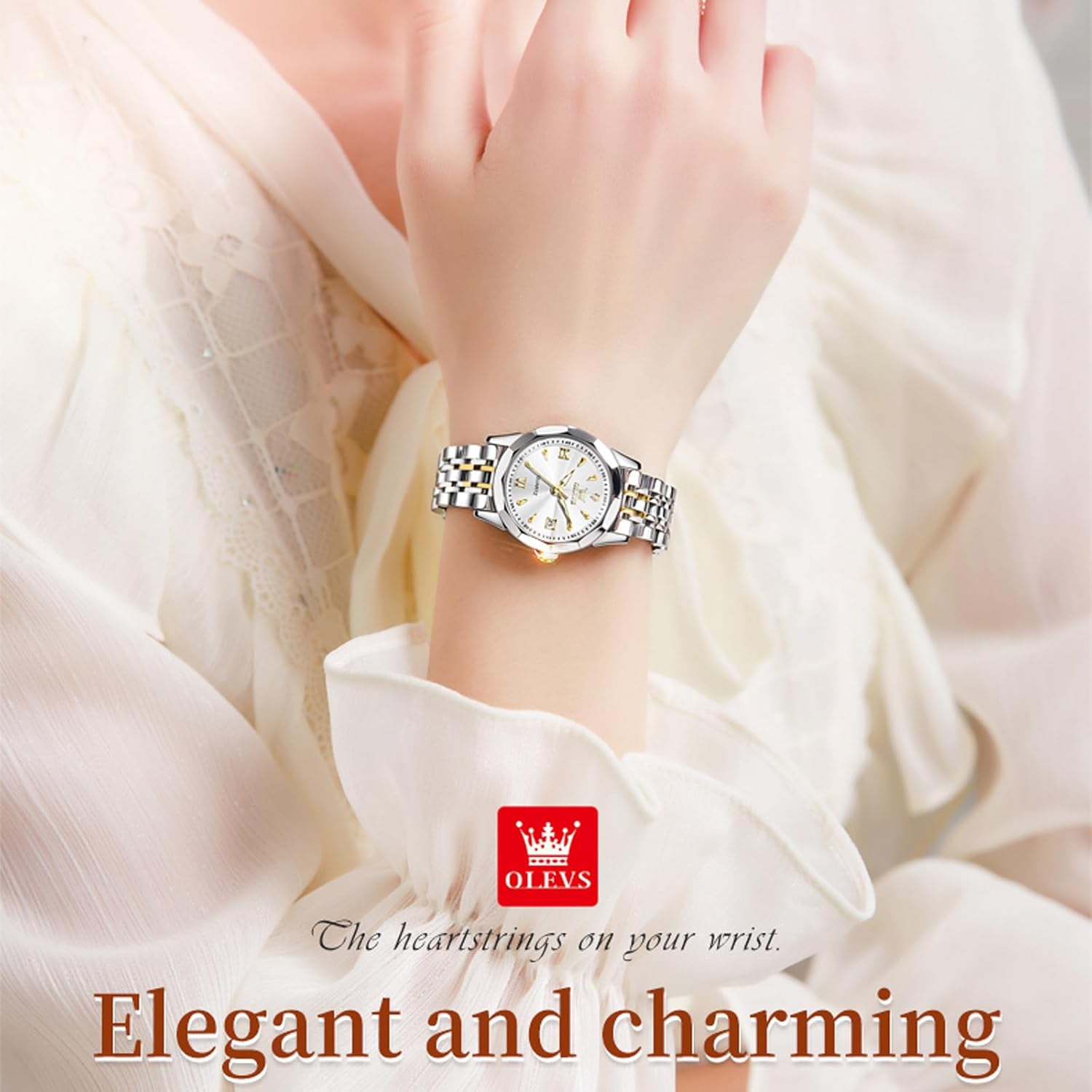 Thumbnail 1 de OLEVS Montre à Quartz pour Femme – Cadran Diamant et Bracelet en Acier Inoxydable