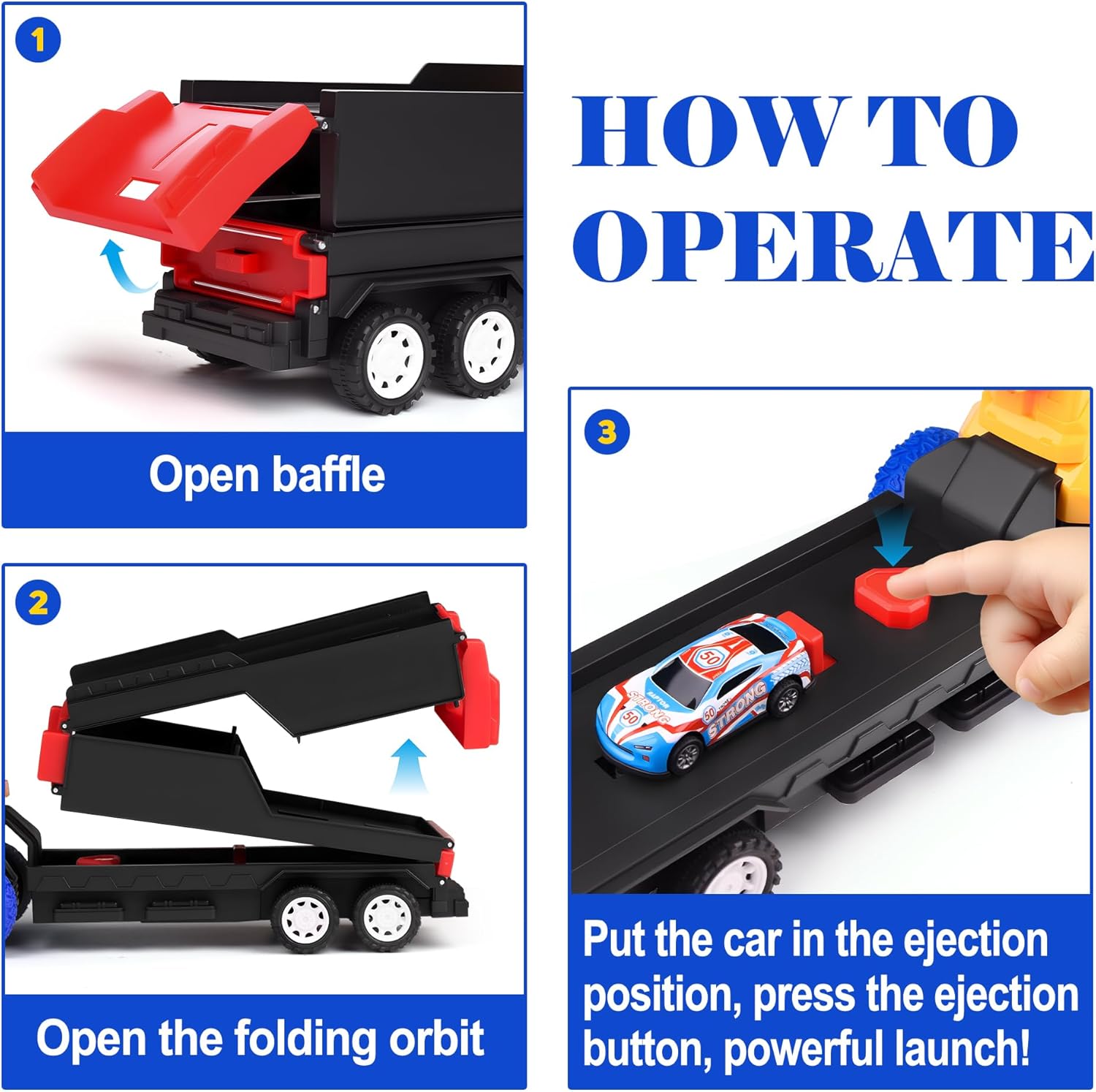 Thumbnail 4 de Havnidy folding construction truck car track set with launch ramp (30-inch track) for ages 3–10