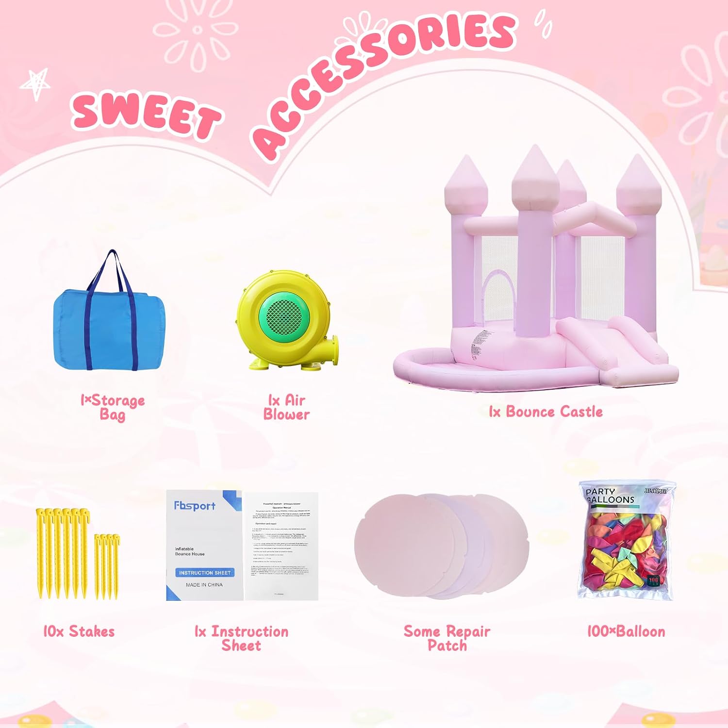 Thumbnail 6 de FBSPORT White Bounce House: Indoor/Outdoor Inflatable Castle with Ball Pit