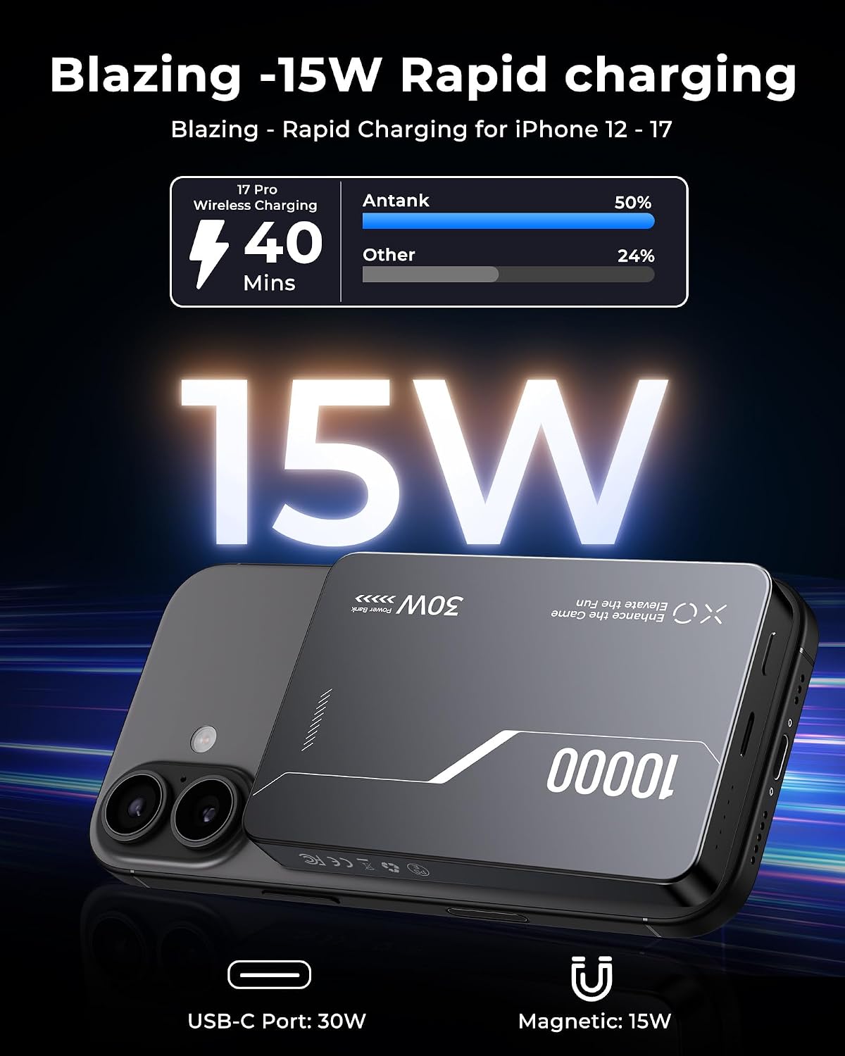 Thumbnail 3 de Antank B5 10000mAh Magnetic Power Bank for Nintendo Switch 2 & iPhone