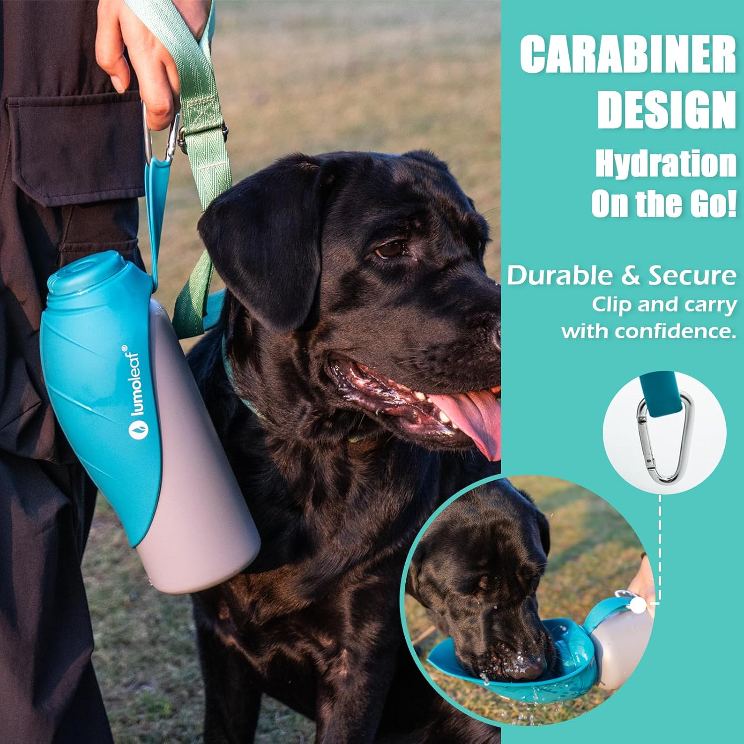 Detalle 2 de LumoLeaf Wasserflasche für Hunde 800 ml