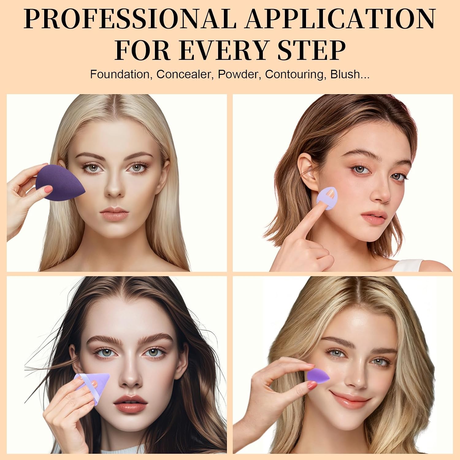 Detalle 2 de DUAIU 16 Spugnette Trucco Make Up: Set di Beauty Blender Riutilizzabili, 2 in 1, con Contenitore Portatile
