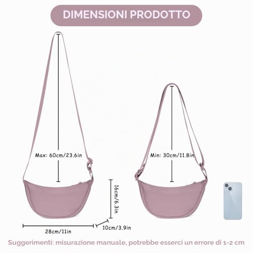 Thumbnail 3 de Aucuu Borsa a tracolla a mezzaluna per donna – stile hobo, nylon resistente, tracolla regolabile