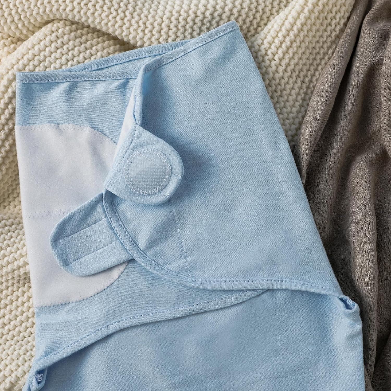 Detalle de GLLQUEN BABY Swaddle Wraps for Newborns (0–3 Months) – 3 Pack, Sky Blue, 100% Organic Cotton (Oeko-Tex Standard 100)