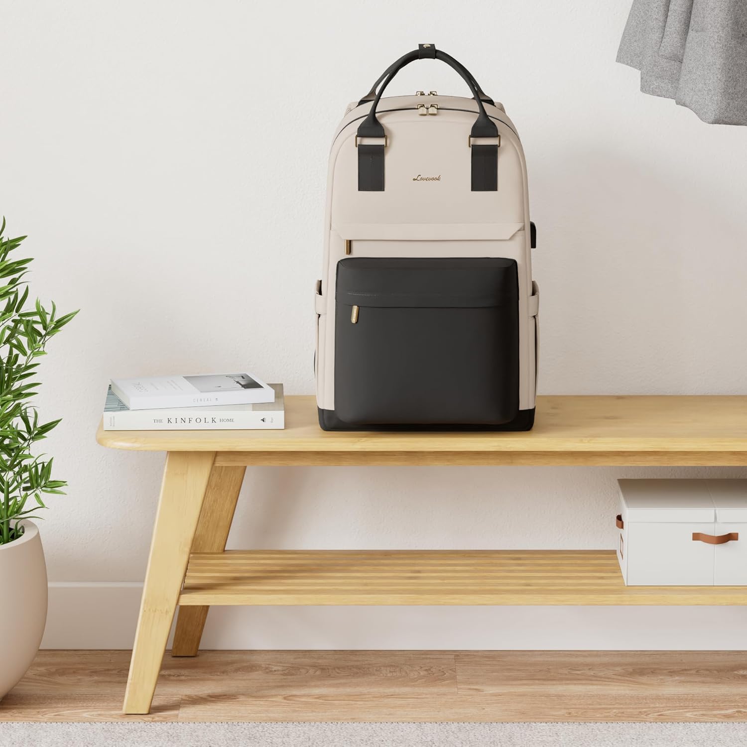 Detalle 2 de LOVEVOOK Sac à Dos Femme 17 Pouces : élégant, imperméable et antivol avec USB - parfait pour étudiants et professionnels