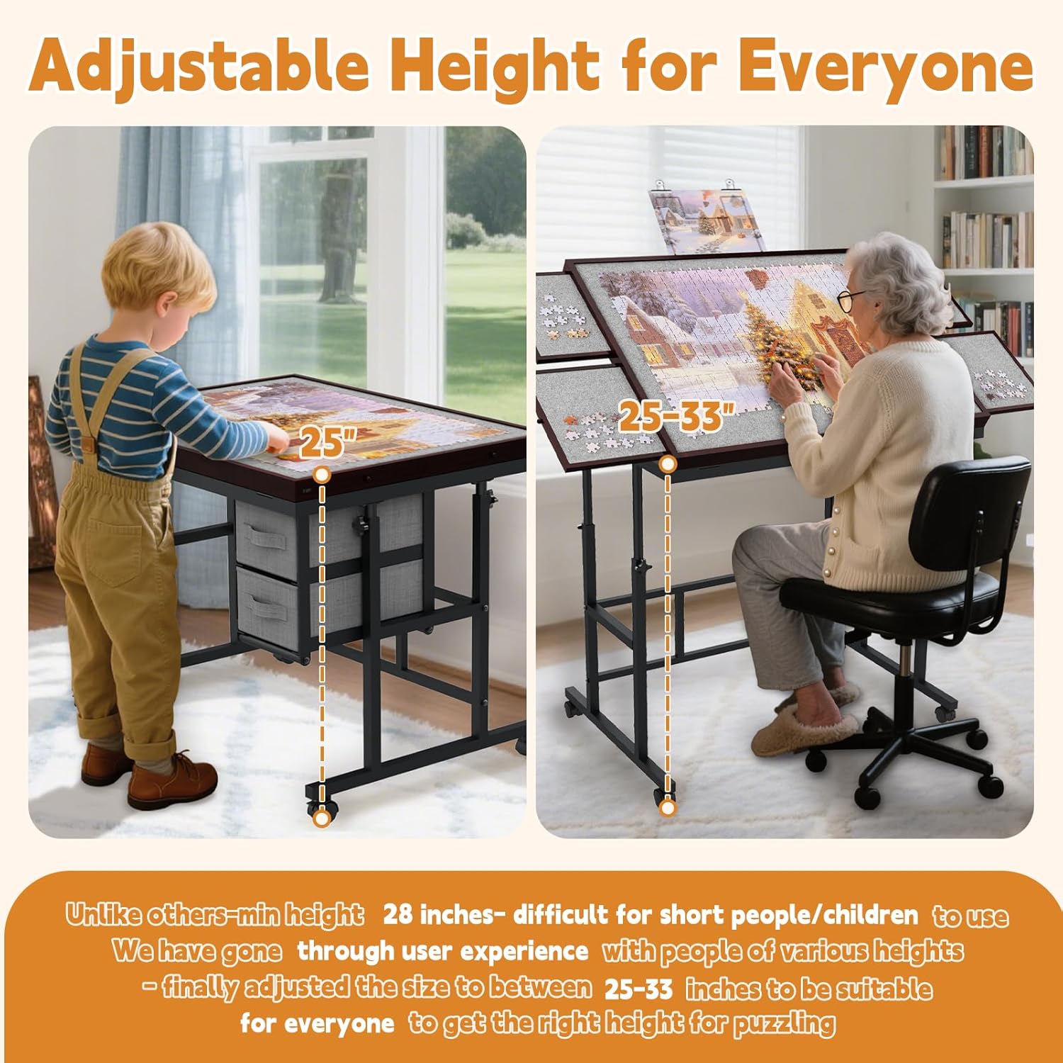 Thumbnail 4 de Doerpuz Jigsaw Puzzle Table 25–33" Adjustable Height 📐