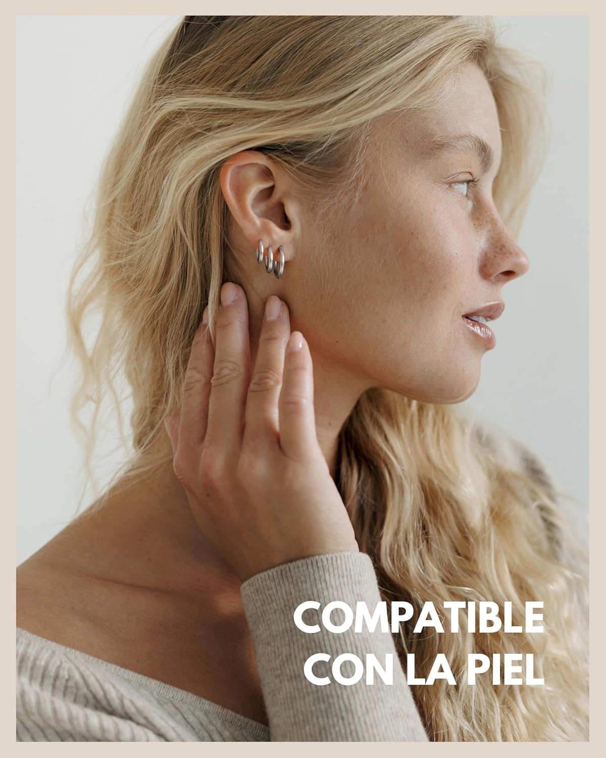 Thumbnail 1 de Aros de acero inoxidable plateado para mujer - Elegancia en 3 pares