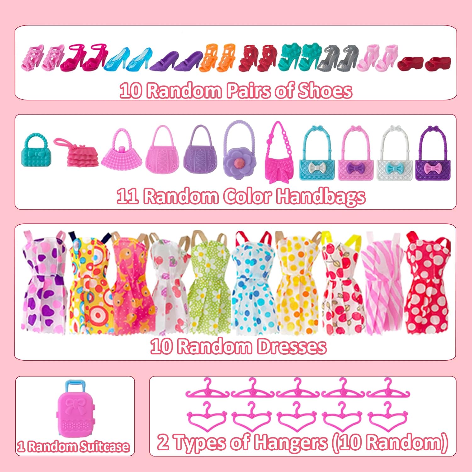 Thumbnail 4 de Yutoy 122-teiliges Puppen-Kleiderschrank-Set mit 11,5-Zoll-Puppe (rosa)